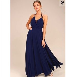 Celebrate the moment Navy Blue Lace Maxi Dress